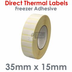 35mm x 15mm freezer adhesive labels on 76mm core