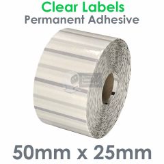 Clear labels 50mm x 25mm gloss polypropylene