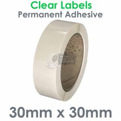 Anti-Tamper Clear Polypropylene labels 30mm x 30mm