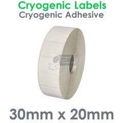 Cryogenic labels 30mm x 20mm on 25mm core
