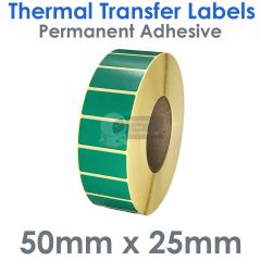 Dark green thermal transfer labels 50mm x 25mm