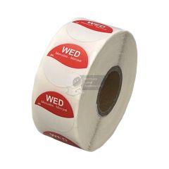 Wednesday 25mm Diameter Day Dot Labels