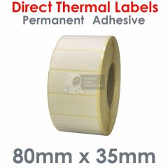 Direct thermal labels 80mm x 35mm