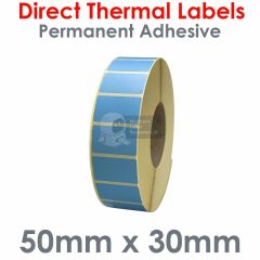 Direct thermal labels blue 50mm x 30mm