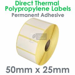 50mm x 25mm direct thermal polypropylene labels