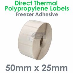 freezer adhesive 50mm x 25mm direct thermal polypropylene labels