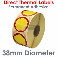Flash labels 38mm diameter direct thermal