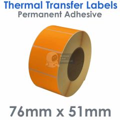 Fluorescent orange labels 76mm x 51mm