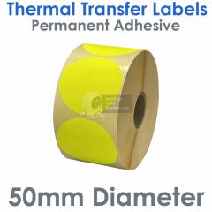 Yellow fluorescent labels 50mm diameter round