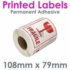 Printed Fragile 108mm x 79mm Thermal Transfer Labels