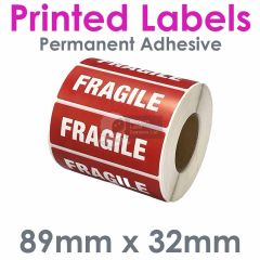Printed Fragile 89mm x 32mm Thermal Transfer Labels