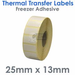 25mm x 13mm labels with freezer adhesive on 25mm core