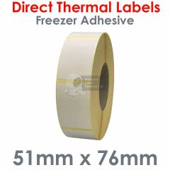 Freezer adhesive 51mm x 76mm direct thermal labels on 76mm core