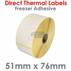 Freezer Adhesive 51mm x 76mm labels direct thermal on 25mm core