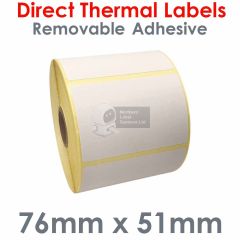 Removable adhesive labels 76mm x 51mm direct thermal