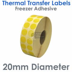 Yellow freezer adhesive labels 20mm diameter