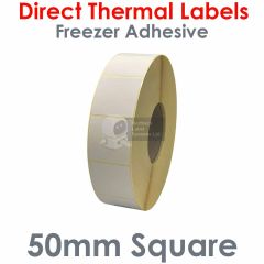 Deep freeze adhesive labels direct thermal 50mm square