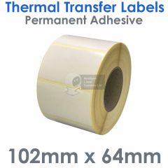 Labels 102mm x 64mm thermal transfer on 76mm core