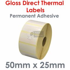 50mm x 25mm gloss direct thermal labels