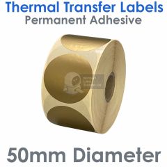 Gold labels 50mm diameter round thermal transfer