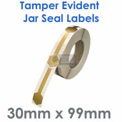30mm x 99mm Gold Tamper Evident Jar Labels