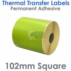 Green 102mm x 102mm thermal transfer Labels