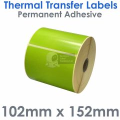 Thermal transfer green labels 102mm x 152mm