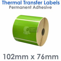 Green 102mm x 76mm labels thermal transfer