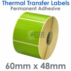 Green labels 60m x 48mm thermal transfer