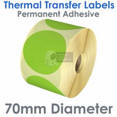 70mm diameter green matt vellum thermal transfer labels