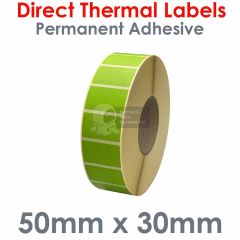 Direct thermal labels green 50mm x 30mm