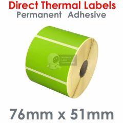 Green labels 76mm x 51mm direct thermal