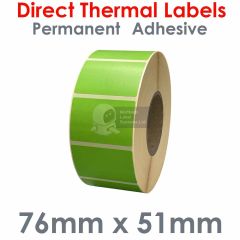 76mm x 51mm green labels direct thermal