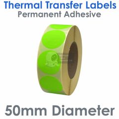 Fluorescent green labels 50mm diameter