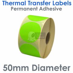 Green fluorescent labels 50mm diameter round