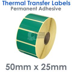 Green labels 50mm x 25mm thermal transfer