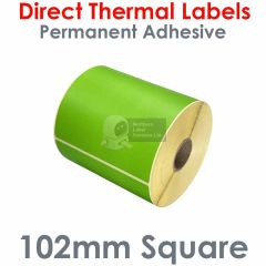 Green labels 102mm x 102mm direct thermal
