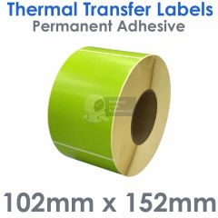 Green labels 102mm x 152mm thermal transfer