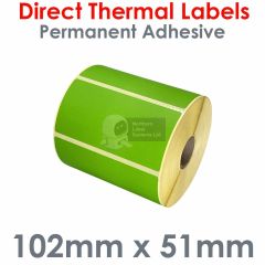 Green labels 102mm x 51mm direct thermal