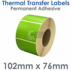 Green labels 102mm x 76mm thermal transfer