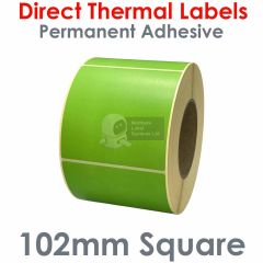 Green labels 102mm square direct thermal