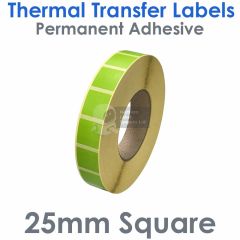 25mm x 25mm green labels thermal transfer