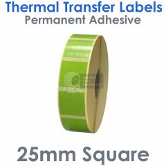 Green labels 25mm x 25mm square