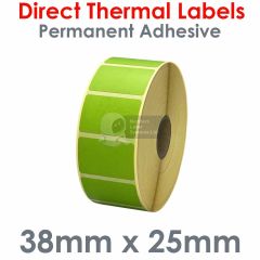 Green labels 38mm x 25mm direct thermal