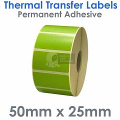 Green labels 50mm x 25mm thermal transfer