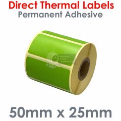 Green labels for mobile label printer 50mm x 25mm