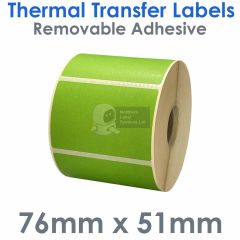 76mm x 51mm green labels with removable adhesive