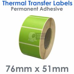 Green thermal transfer labels 76mm x 51mm