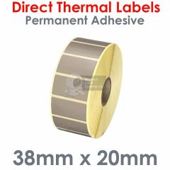 Grey labels 38mm x 20mm direct thermal