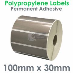 Grey labels polypropylene 100mm x 30mm